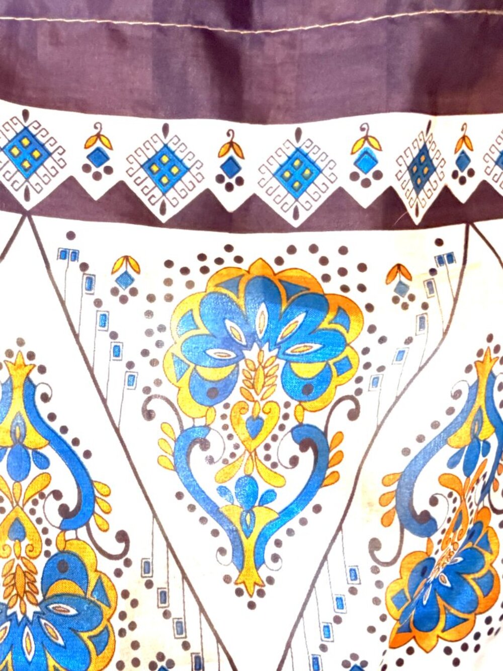Henna 100% Silk Wrap Skirt In Royal Blue, Golden Yellow White and Gray-One Size - Picture 10 of 14